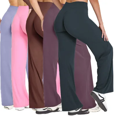 Flared Knitted Gym Pants Ribbed Flared Pants Flare Pants Sweatshirts Flared Pants with Srunch2026