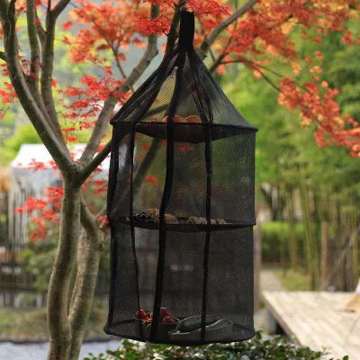 Juakiwtec PJ60 Hanging Basket Safe Non-toxic Nylon Dryer Bag Hanger Indoor Outdoor 3-layer Mesh Storage Drying Organizer