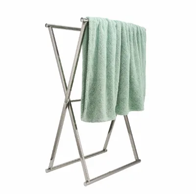 Customized Stainless Steel Foldable Clothes Drying Double Holder Outdoor Use Stand Laundry Hanger Floor Display Bathroom
