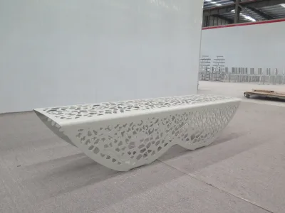 Powder-coated Steel Urban Street Bench with a Linear Design, Ideal for Modern Cityscapes and Heavy-duty Commercial Environments.