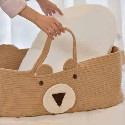 Top Selling Environment-Friendly Cotton Rope Bed for Baby Multifunctional Portable Storage Basket Baby Changing Basket