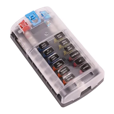 12 Way Plastic Fuse Block with Negative Bus-24V Automotive Fuse Box 35kA Breaking Capacity