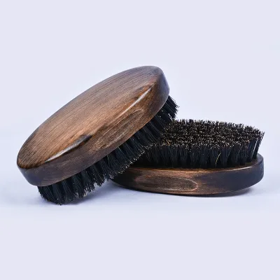 Dongshen Wholesale Moustache Boar Bristle Brush Mens Shaving Boar Wave Brush Custom logo Beard Brush