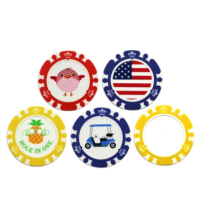Customized Golf Club Logo ABS Poker Chip Golf Ball Marker 40mm Round Pantone Color 12g with Hat Clip & Divot Tool