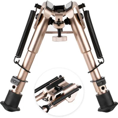 Gold 6"-9" Tactical Bipod 5 Levels Adjustable Spring Loaded Legs for Hunting