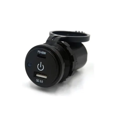 12V Surface Panel Flush Mount Double USB Port Van Coach Dual Socket Type C PD 60W QC 3.0 32W 24V Bus USB Charger