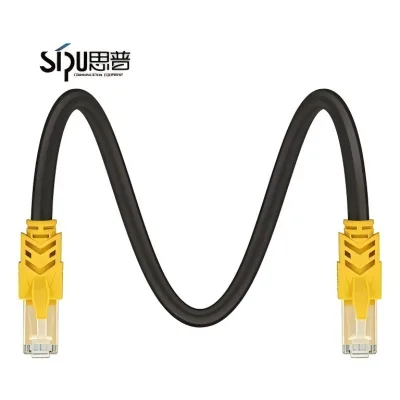 SiPU Cat7 FTP RJ45 Highlight Speed and Low Latency Patch Cable Pure Copper Black Jacket for Server Room Bulk Custom Length