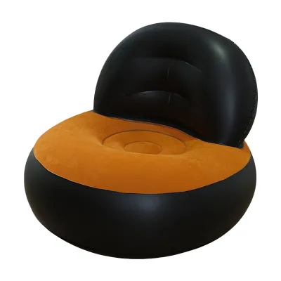 New Single Backrest PVC Flocked Inflatable Sofa L-Shaped Lazy Lounge Chair for Adults for Outdoor Cross-Border Use