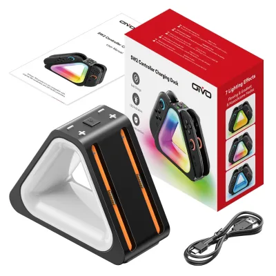 Gepaide Wired Communication Charging Stand with 7-Color Ambient Light Switch2 NS2 Four-seater Handle Charger Game Accessories