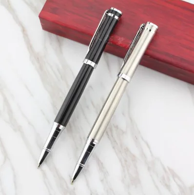 NMFT-013 Premium Business Custom Logo Luxury Metal Executive Roller Pen 1.0mm Tip Black Stainless Steel 135mm Length Office