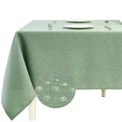 Textured Linen Solid Pattern Tablecloth Sage Green Waterproof Wrinkle Free Wipeable Dining Cover Wedding