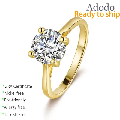 Wholesale 3CT Moissanite Jewelry Pass Diamond Tester 925 Silver Fine Classic Four Claw Round Brilliant Cut VVS1 Moissanite Ring