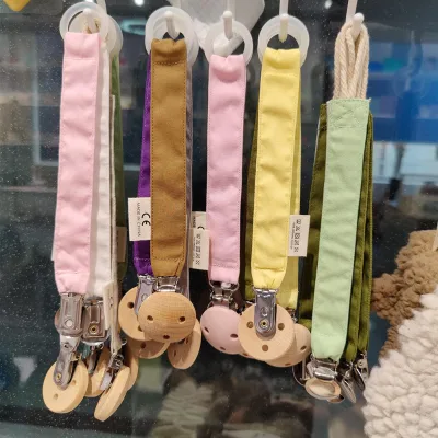 New Design Baby Pacifier Chain Silica Gel Clip Eco-Friendly Durable Feeding Plaid Pattern Customizable Color BPA Free 0-12