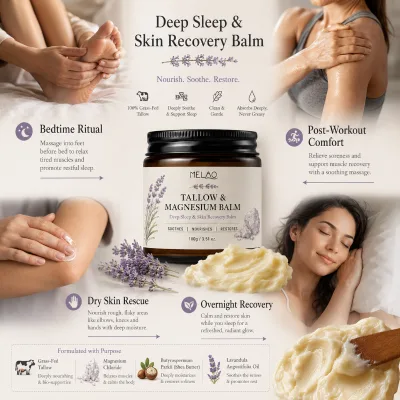 Private Label Tallow Magnesium Balm With Shea Butter for Dry Skin Comfort Night Routine Food Grade Formula Body Care Balm