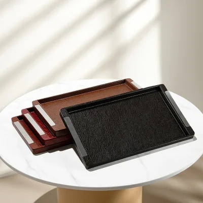 Luxury Pu Leather Watch Viewing Tray Rounded Corners Showcase Organizer Countertop Retail Storage Wholesale Custom Logo Stock