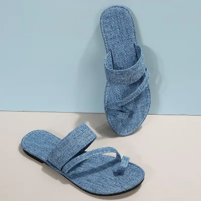 Flat-bottom Women's slippers Summer New Style Comfortable Toe Cover Beach Flip-flops