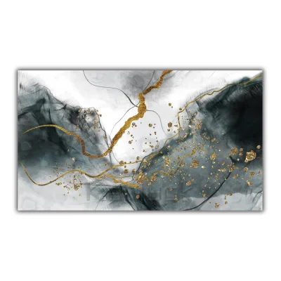 Abstract Large Canvas Art With Gold Glitter for Home and Office Wall Decorative