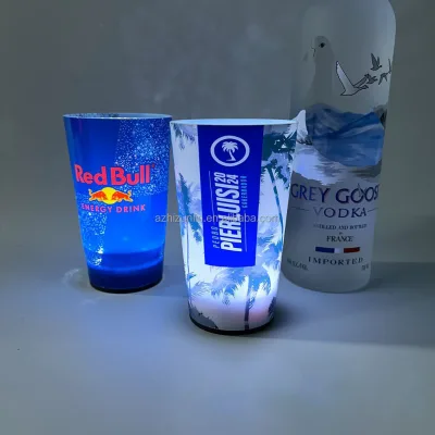 Wholesale Custom LOGO Multi-Color LED Luminous Plastic Drinking Cup Led Glow Liquid 12oz 14oz 16oz Led Flashing for Party Gift