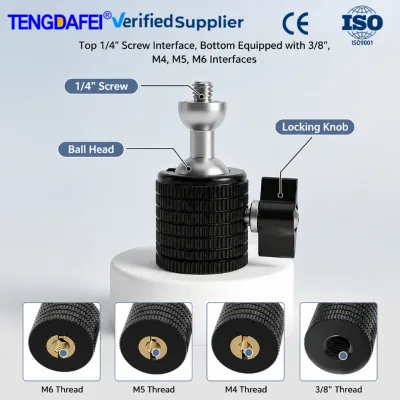 Universal Mini Ball Head for Live Streaming Vlogging, Lightweight Aluminum Camera Ball Mount for Ring Light DSLR GoPro