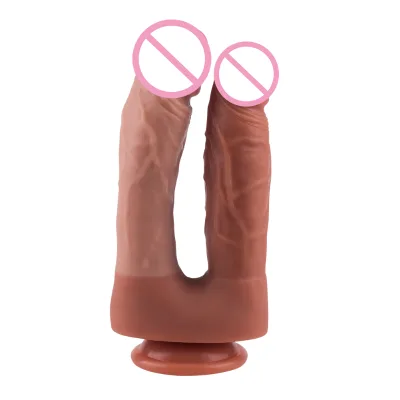 Amazon Hot Sale Double-end Dildo for Gay Lesbian Liquid Silicone Sex Toys for Women Masturbating