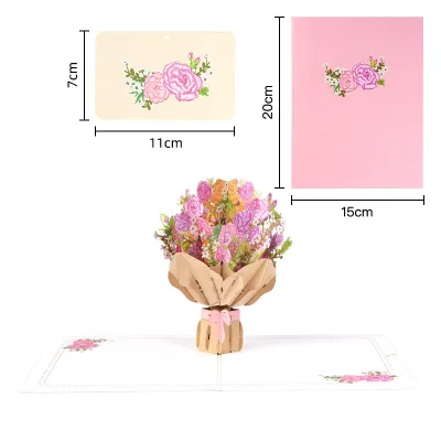 Happy Mother's Day 3D Flower Card Flower Bouquet Pop up Greeting Card for Mother's Day Birthday Day or Business