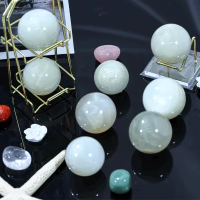 New Arrivals Polished Natural Crystals Sphere Healing Stones White Moonstones Crystals Balls for Decor