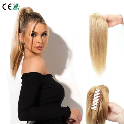Factory Direct 100% Remy Indian Hair Claw Clip Ponytail Blonde Smooth Straight Hair Extensions Daily Wear Secure Hold No Slip