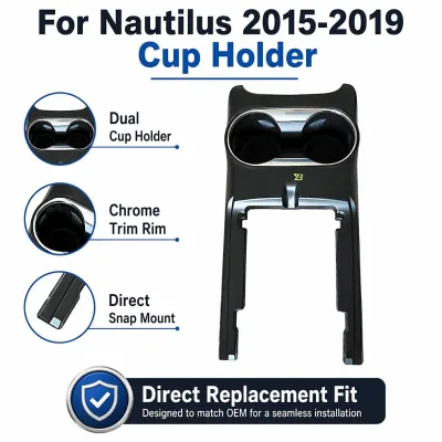 Center Console Cup Holder for Lincoln MKX Nautilus 2015-2019 Dual Chrome Trim Direct Snap Replacement FA1Z-5804338-BD