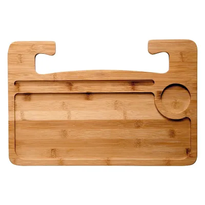 Natural Bamboo Steering Wheel Desk - Portable Laptop Desk and Tray - Road Trips Table