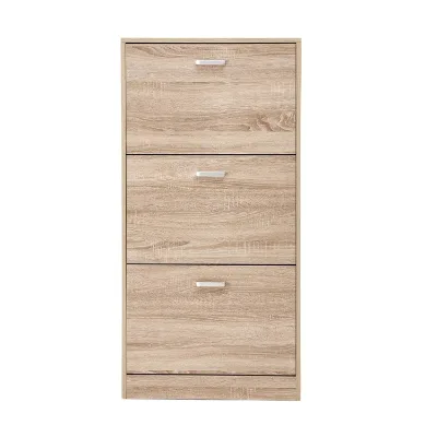 3 Flip Drawer Shoe Cabinet Wood Shoe Cabinet Organizer Freestanding Wooden Shoe Rack Cabinet