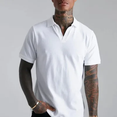 V Neck Solid Woven Cotton Summer Breathable Quick Dry Custom ODM Logo Printing Men for T Shirt