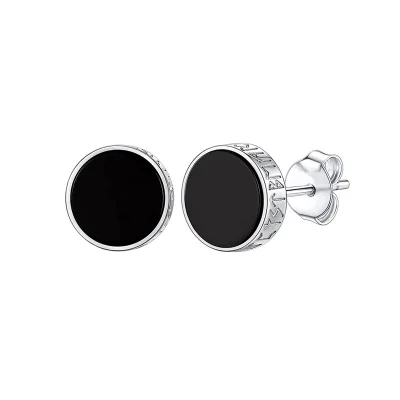 Mens Earrings Viking Rune Personality Style Ring Stainless Steel Waterproof Men's Earrings Black Oil Earrings for Men