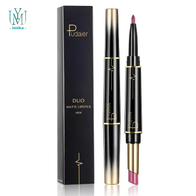 Custom Multi Colored Lip 2 in 1 Lip Liner Pen, Vegan Fashion Double-headed Beauty Cosmetics Lipstick