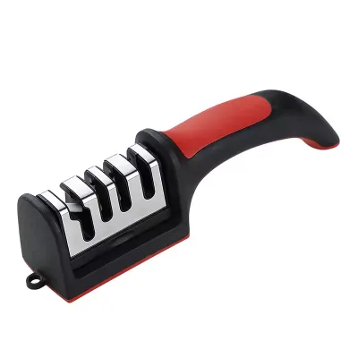 Kitchen 3/4-Segment Steel Knife Sharpener Household Multi-Functional Hand-Held Black Whetstone for Multiple Purposes