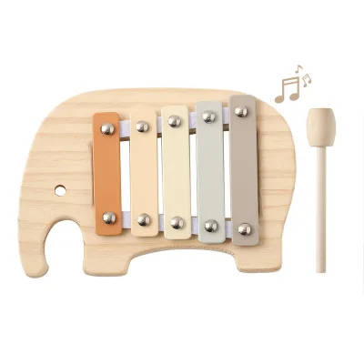 Baby Smart Listening Percussion Instrument Little Elephant Playing Piano Children's Wooden Toy Finger Exercise Thumb Piano