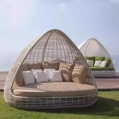 Modern Outdoor Aluminium Frame Chaise Lounge Sun Bed Rattan Style Daybed for Garden Patio Hotel Pool Metal Material