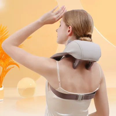 Dropshipping Smart Heat Therapy 3D Neck Massager Deep Kneading Portable Shoulder Massager Infrared Physiotherapy Shiatsu Back