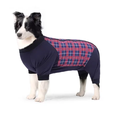Wholesale Customized Back Zipper Opening Design  Plaid Shape Dog Jumpsuit Dog Clothes