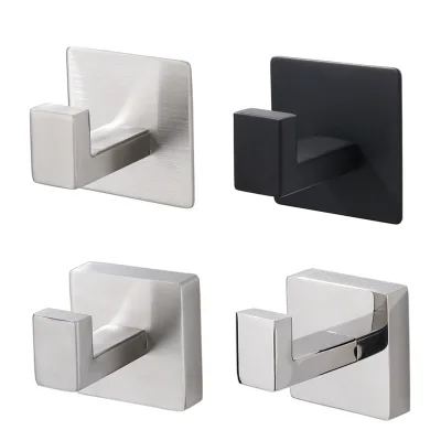 Robe Hook Black Polished Bathroom Towel Hook Stainless Steel Wall Mounted Clothes Hook for Apartment Washroom Hotel Hardware