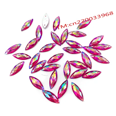 Horse Eye Two Hole Flatback Glass Rhinestones Sew on Crystal Wholesale Resin Acrylic Beads for Garment Diy Sewing Accessories