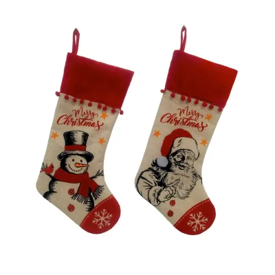 Personalized Christmas Vintage Stockings with EmbSnowman Jacquard Design Xmas for Family & Fireplace Holiday Decor Gift