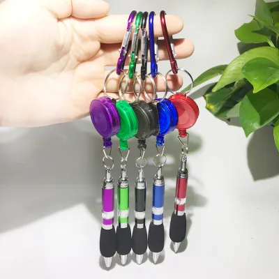 Bulk Purchase Discount Multicolor Aluminum Alloy Mini Metal Retractable Ballpoint Pen with Badge Reel Clip for Daily Use