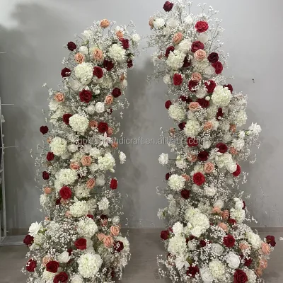 Customized Wedding Arch with Rose and Baby Breath Horn New Design Artificial Flowers Arrangement for Proposal Background Decor
