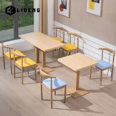 Modern Western Wood Restaurant Dining Booth Sofa and Table and Chair Combination