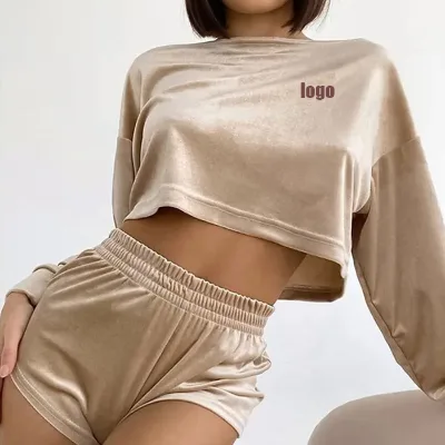 2023 Women's Loungewear Sets Home Street Daily Velvet Breathable 2 Piece Lounge Wear Set