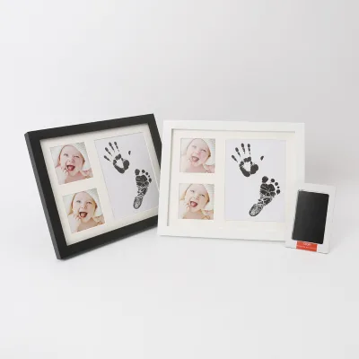 Wooden Hand & Footprint Maker Photo Frame Wash-Free Printing Table for Does Not Dirty Hands
