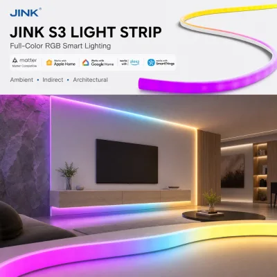 JINK S3 Matter Full Color RGB Smart LED Strip Flexible Dimmable Ambient Light for Home Architectural Lighting