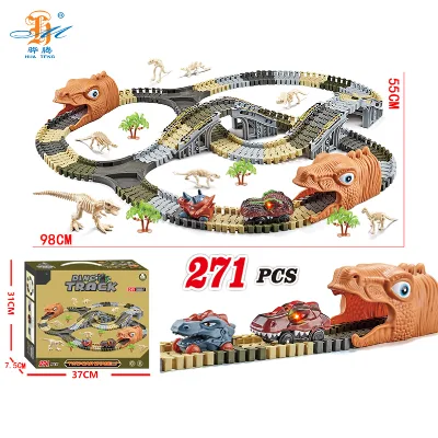 Hot Selling Dinosaur Head Orbital Car DIY Puzzle Racking Track Toy Set Educational Toy for Kids