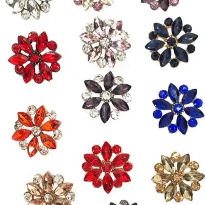 Custom Beautiful Flower Metal Buttons New Design Rhinestone Button for Clothes