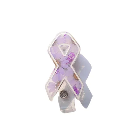Customizable Round Flower Resin Butterfly Ribbon Nurse Alligator Clip Name Badge Reel Retractable Holder Durable